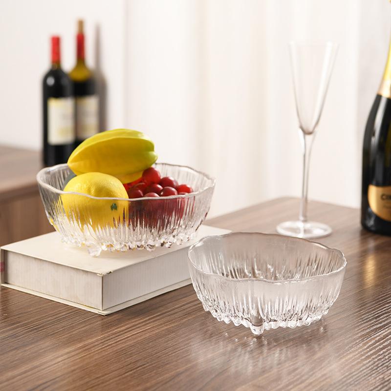 Crystal Glass Fruit Plate Premium Sense Household Fruit Salad Bowl Light Luxury High Value Dessert Yogurt Bowl Glacier Bowl