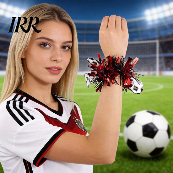 Sports Fan Wrist Accessory Soccer Theme Flower Cheerleader Pom Wristband Game Performance Football Gear Dance Ball for Events Day Party Favors