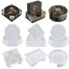 Untersetzer Harzformen Set Enthält 1 Stück Untersetzer Aufbewahrungsbox Form, 4 Stück Silikon Harz Untersetzer Formen für Epoxidharz