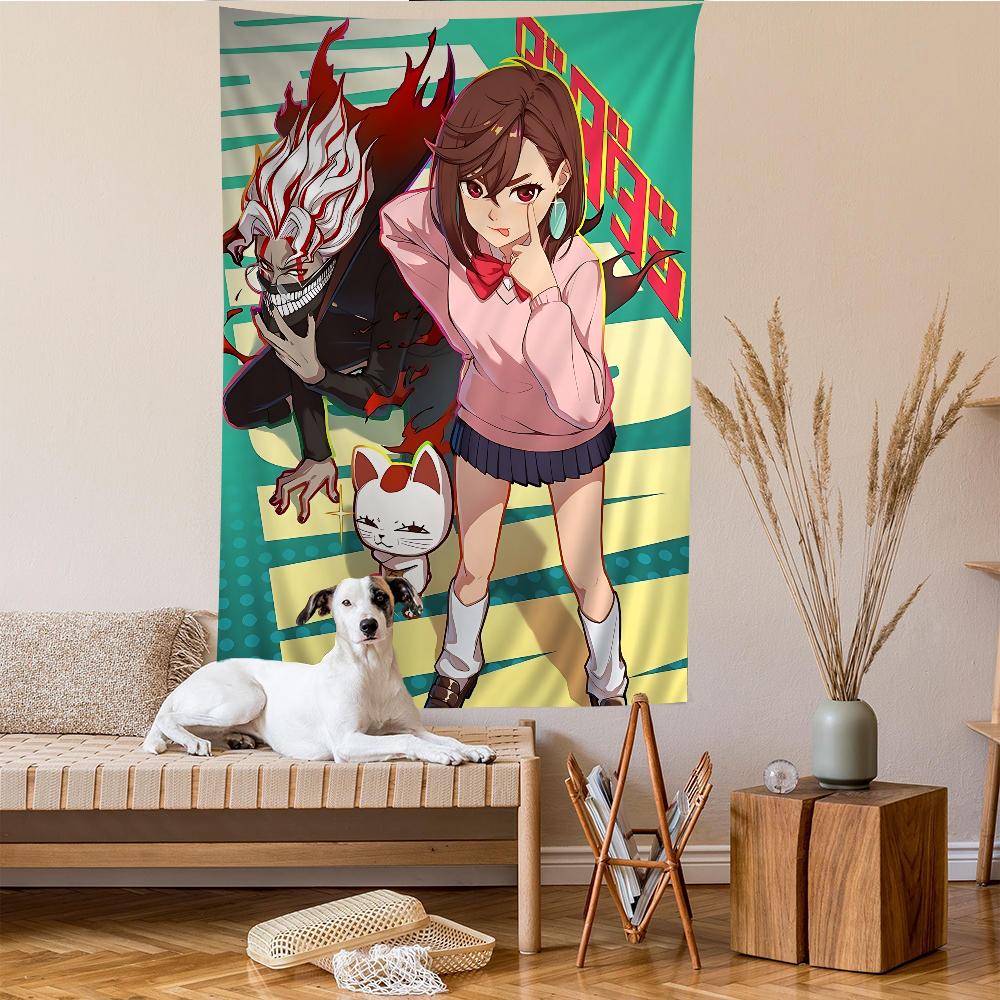 Urban Anime Girl Tapestry Wall Hanging Bold Eyeglasses Expressive Characters Perfect for Otaku Bedroom Trendy Room Decor