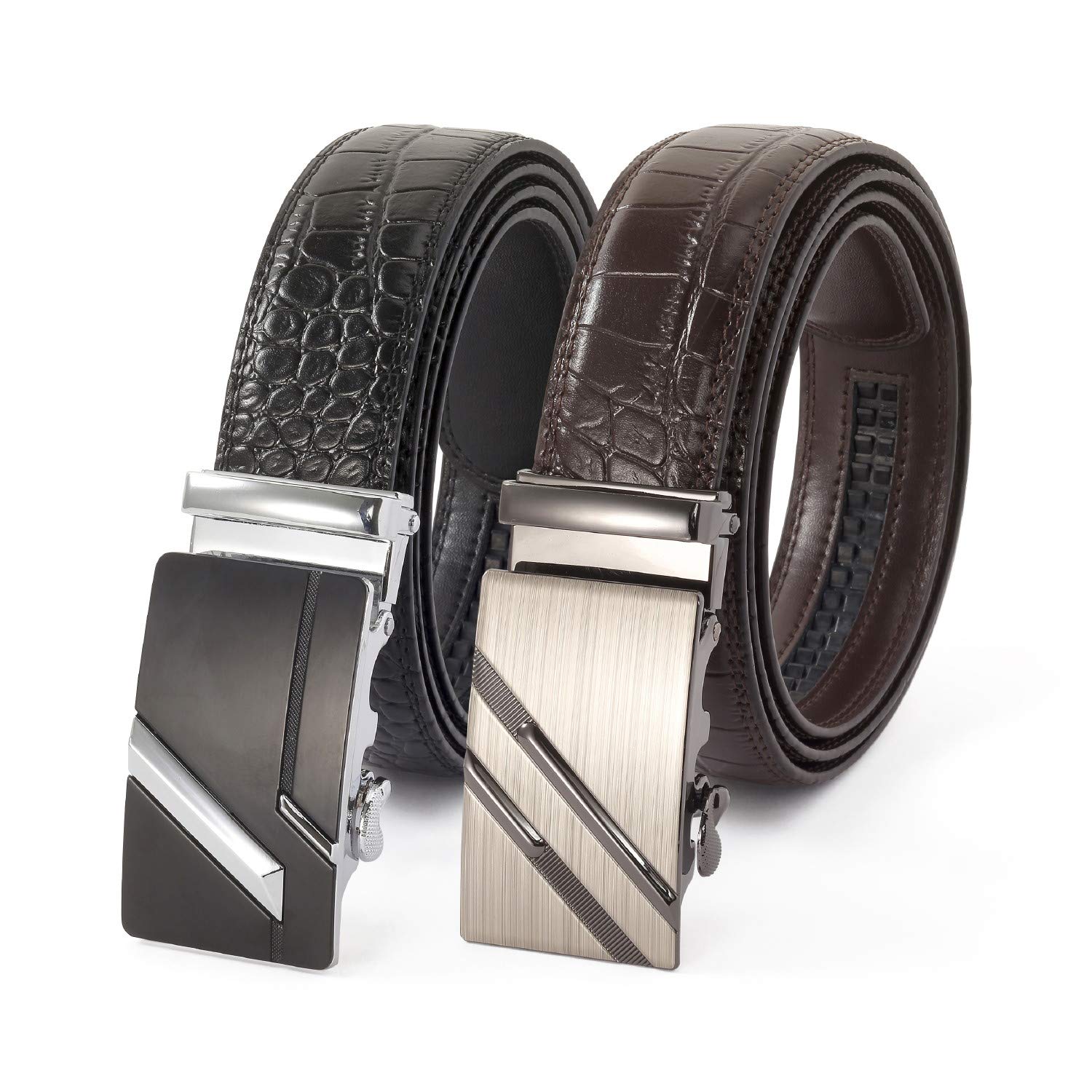 

Little Island Ремень из натуральной кожи для делового и повседневного ношения Размер Общая длина 136 см С тиснением под крокодила Простой в использовании (Набор 2, Черный/Коричневый) Мужчины, (Свободно