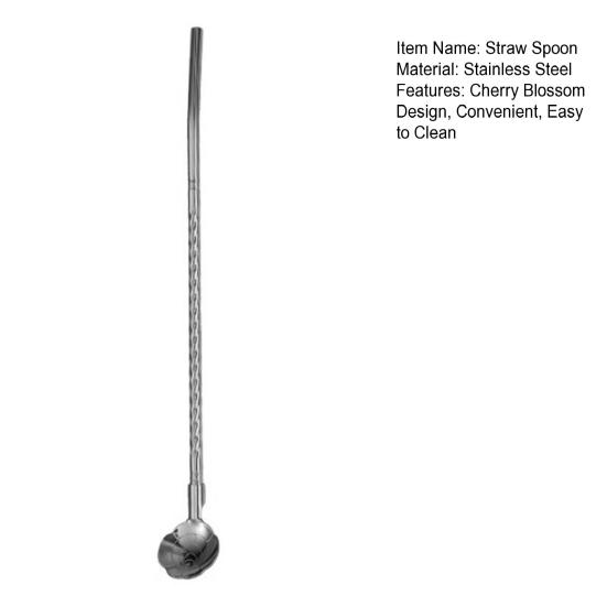 Yousheng Sakura Straw Spoon, 304 Stainless Steel Straw for Coffee Stirring, Reusable Drinking Straw for Juice Milk Tea