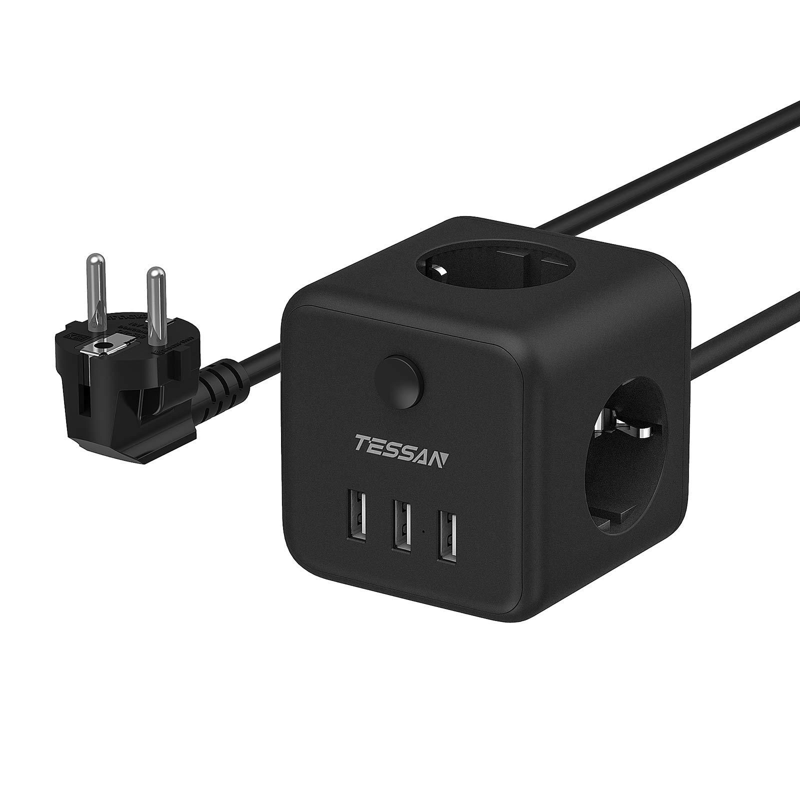 

Удлинитель TESSAN Multi Socket Cube с французскими розетками 3/6 и 3 USB, электрическая многоконтактная розетка 9-в-1 с переключателем и кабелем длиной 2 м 3 Outlets & 3 USB Ports