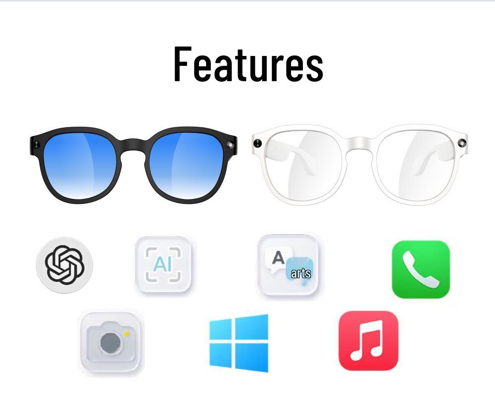 Smart AI Glasses with WiFi, 200W Camera, Video Recording, Anti-Shake, and Translation