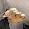 Boken Shoes with Fleece Bag Head and Half Slippers, Women's Outer Wear Fluffy Slippers 2025 New Autumn and Winter One-pedal Ugly Cotton Drag