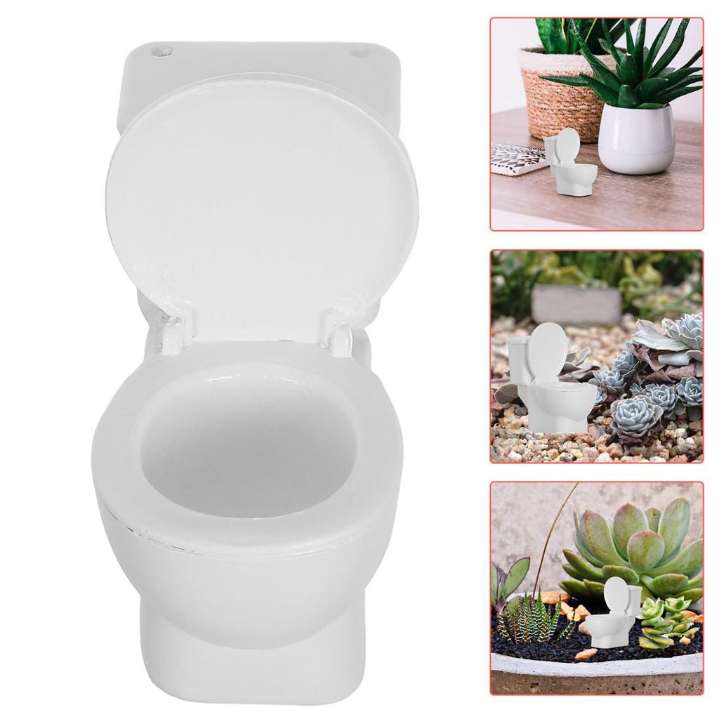 ibasenice Miniature Toilet Model, Toilet Ornament, Micro Toy, DIY, Landscape, Dollhouse Simulation, Resin, House Decoration, Small Item, Accessories