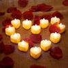 24Pcs Heart Shape Heart LED Candle Light Plastic Environmental Friendly Heart Electronic Candle High Brightness Simple