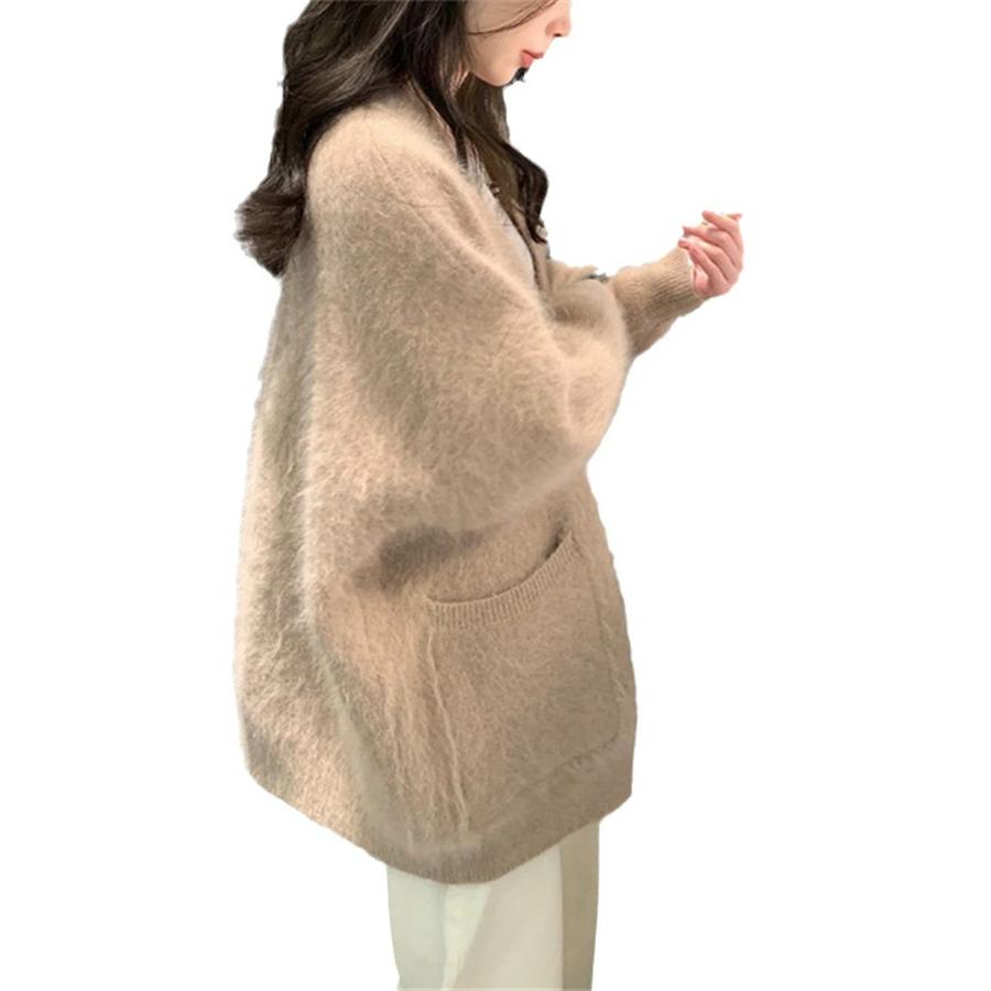 Faux Fox Fur Soft and Fluffy Knit Coat for Women Autumn Winter New Style Gentle Lazy Mid-Length Loose Knit Cardigan
