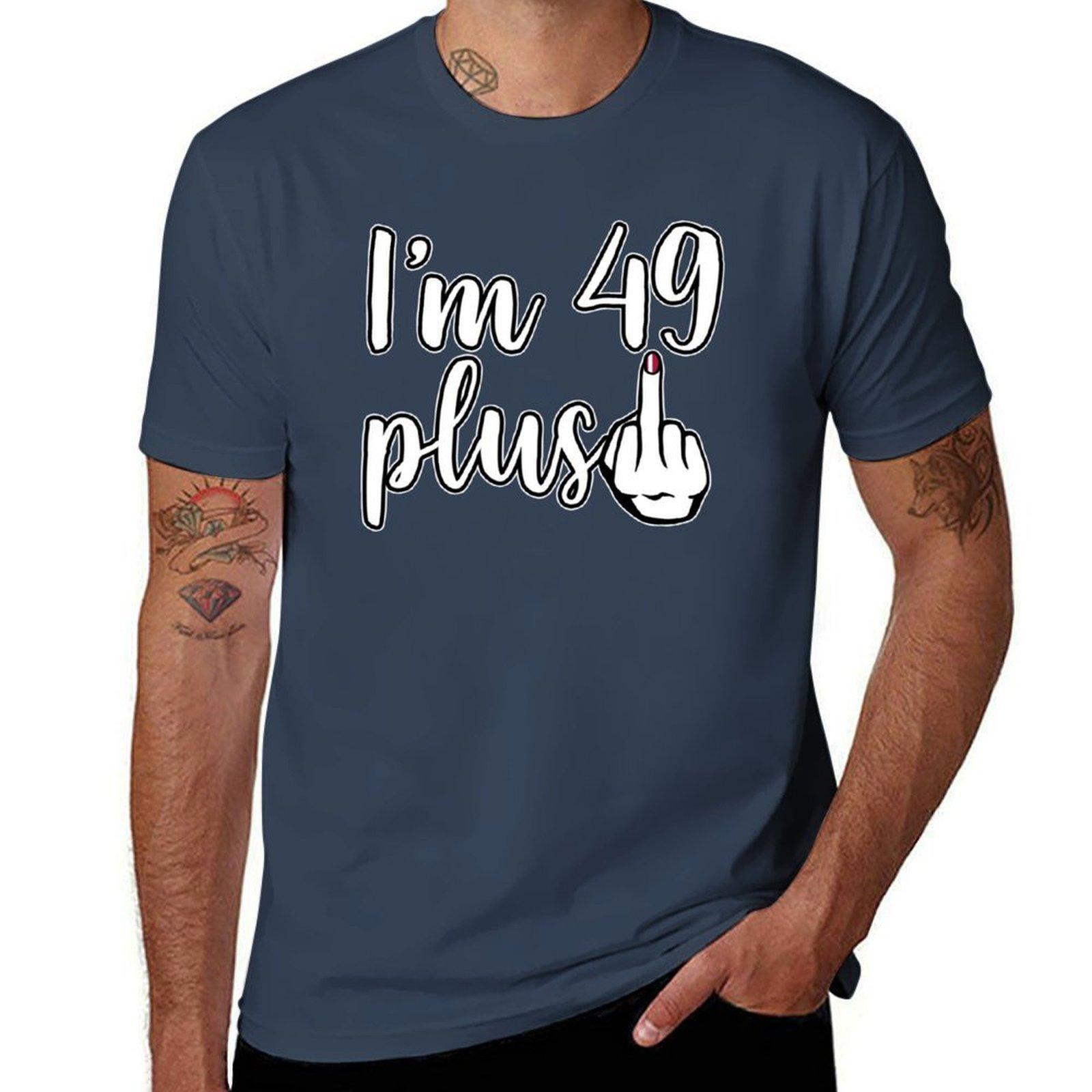 I Am 49 Plus Middle Finger Funny Women Birthday Party Long Sleeve TShirt Casual Daily Outfit TShirt S