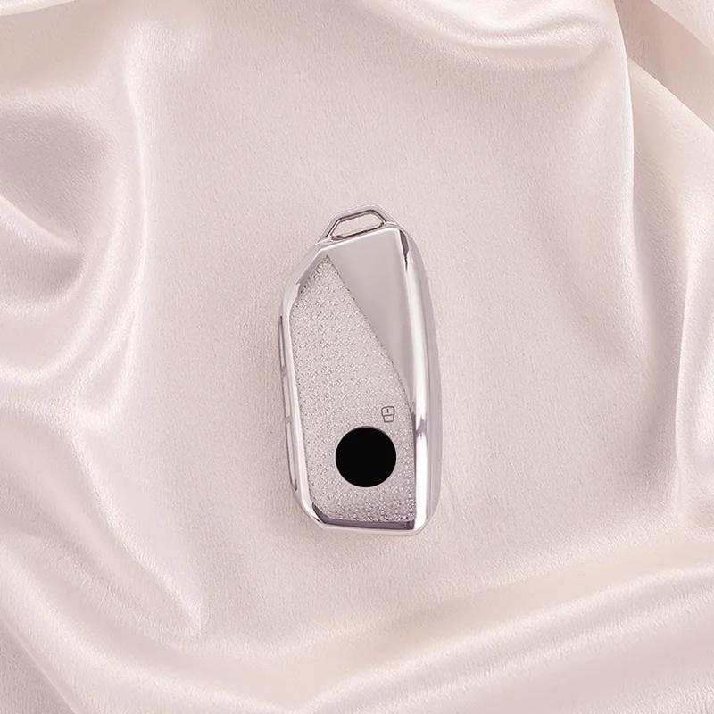 Car White Diamond Pattern TPU for BMW G07 X7 LCI U11 X1 G70 7 Series 740i G09 XM F98 X4M G18 X5 G81 M3 I20 Remote Key Case Cover