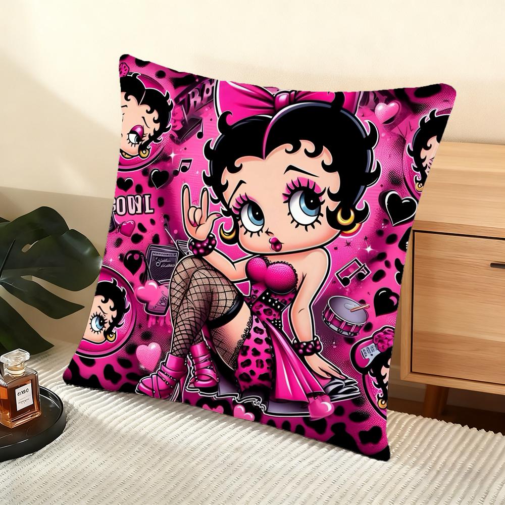 B-Betty B-Boop Cushion Cover Soft Short Plush Pillow Cover Smooth Cozy Texture Aesthetic Cushion Case Home Decor