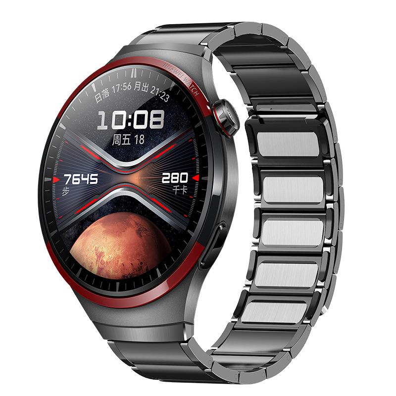 Seamless Stainless Steel Strap  Huawei Watch 4 Pro Luxury Business Strap  Quick-release Interface Chain-type Magnetic Adhesive Strap