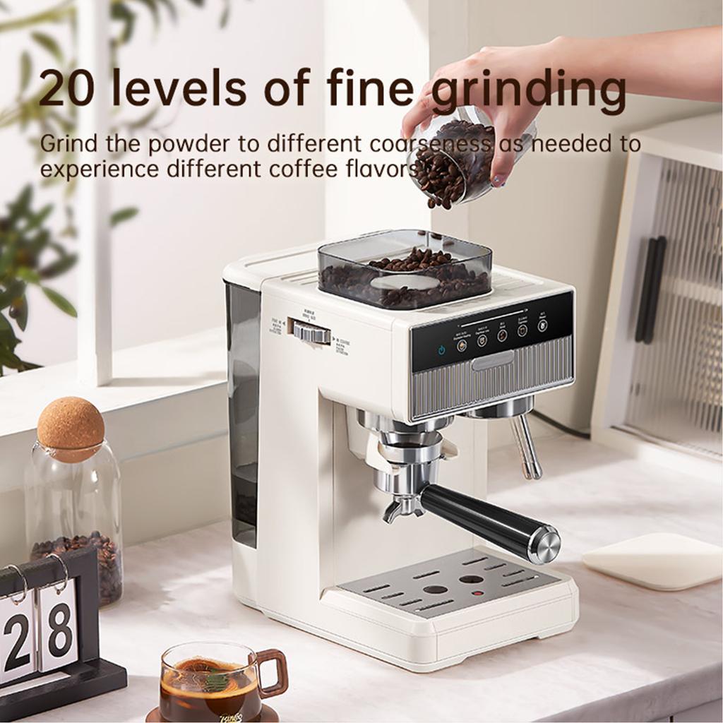 20bar Coffee Machine Semi automatic Home Small Cold Hot 2 Extraction 1.8L Capacity Double Cup Powder Bowl Compatible
