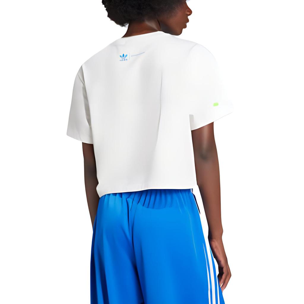 adidas Originals Ksenia Schnaider Fashion Loose Short Sleeve Drop Shoulder T-Shirt Women Tops White IW5662