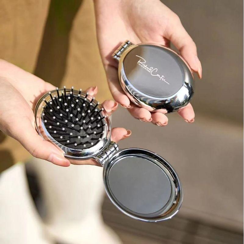 Coolkiss - Lettering Portable Mirror with Hair Brush / Bow Adhesive Decoration / Set (Various Designs)