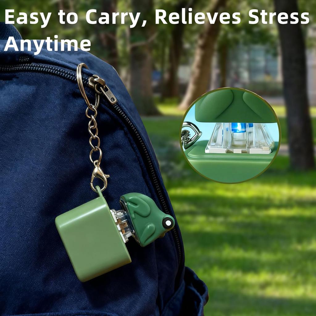 1Pcs Rechargeable Frog Croaking Keychain with Sound LED Lights Keyboard Clicker Frog Fidget Toys for Kids Adults Boys Girls Gift