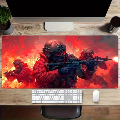 1pc Large Gaming Mouse Pad, UV Reactive Non-Slip Desk Mat, Washable PolyesterCombat, Intensity, FirepowerComputer Pad with Vibrant Game Mach