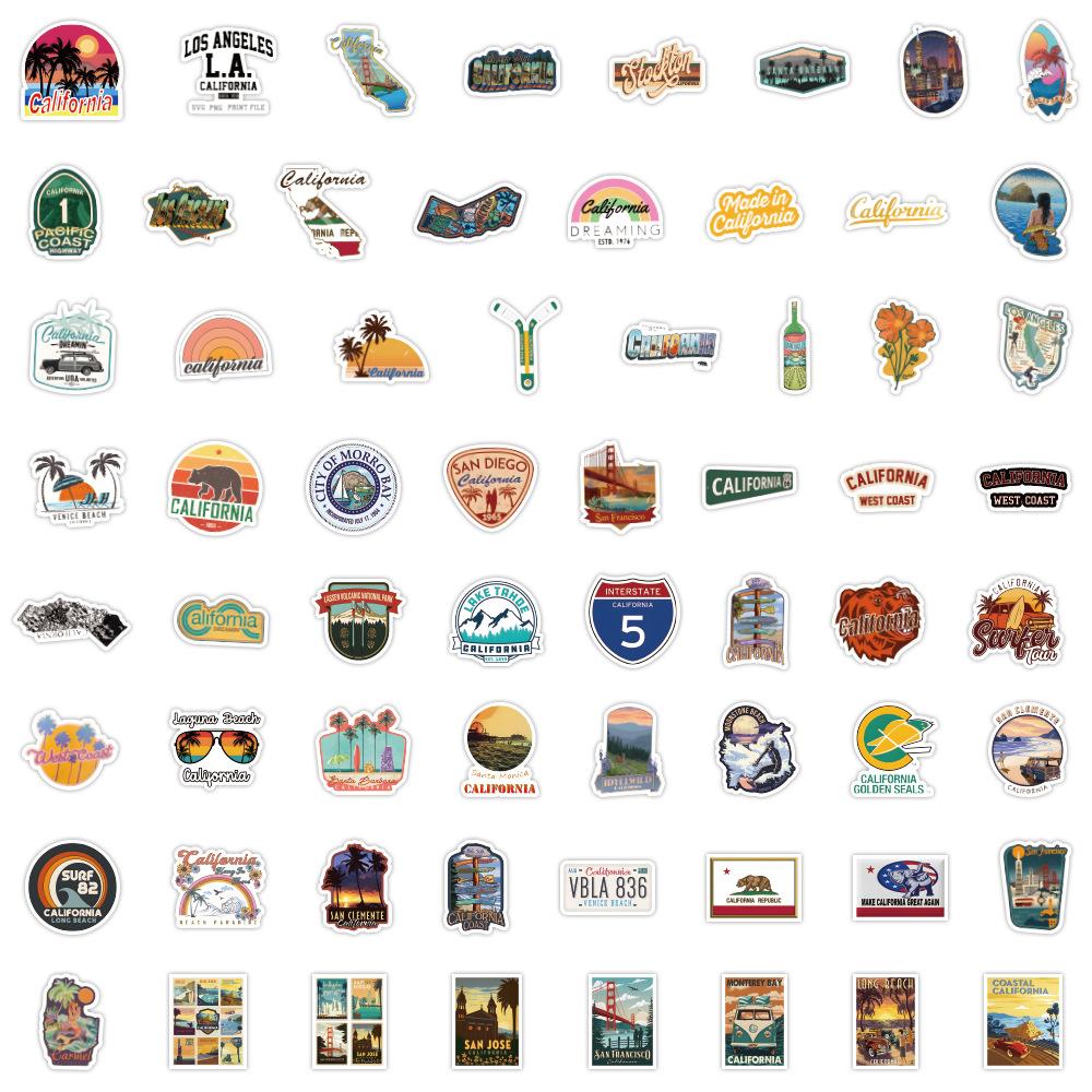 60 California Landscape Outdoor Graffiti Stickers Decorative Travel Case Laptop Mobile Scooter Waterproof Stickers