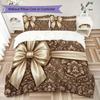 Gorgeous Ribbon Bow Pattern Bedding uilt Set uilt Cover Pillowcase Home Decoration Birthday Gift (1 * duvet cover + 2 * pillowcase without core)