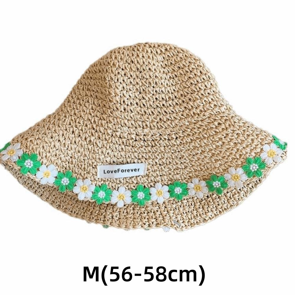 Breathable Flower Straw Hat Lace Trim Beach Hat Women Visor Bucket Hat  Seaside Vacation