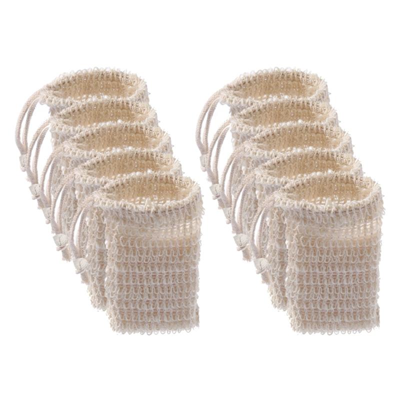 

10pcs Exfoliating Soap Bag Natural Sisal Soap Saver Pouch Bag for Shower Reusable Bath Soap Bags with Drawstring Bubble