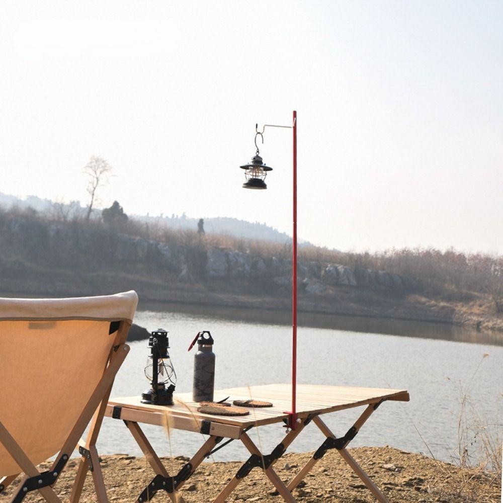 Hanging Lamp Shelf Foldable Lantern Stand Fishing  Light Pole Camping Post Pole Lamp Pole