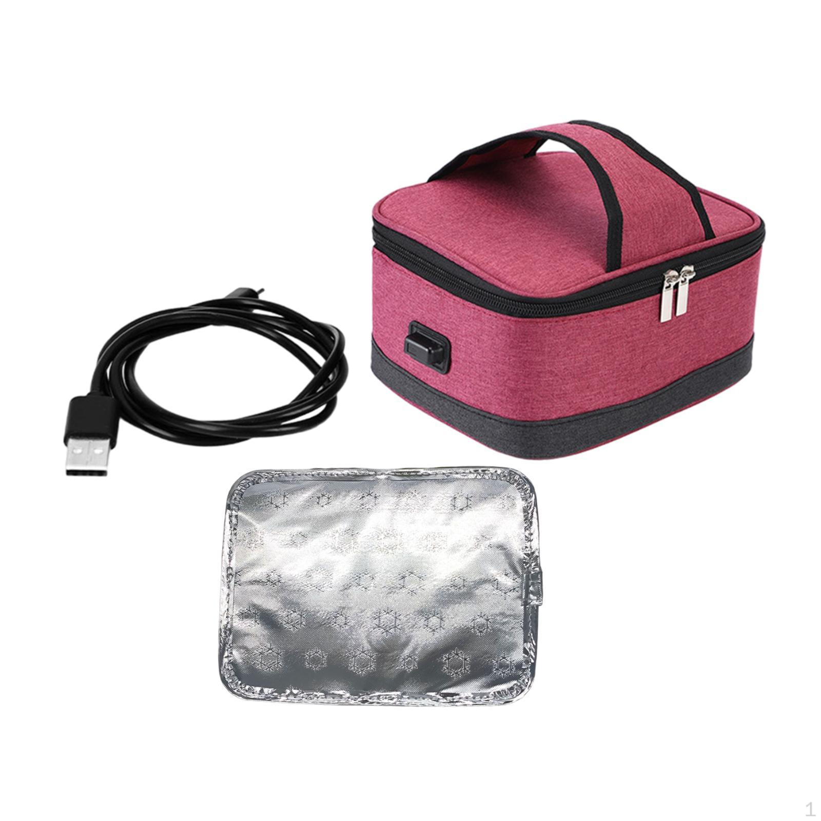 

Heated Lunch Box Electric Heating Bag Container with Zipper, USB Food Heater for