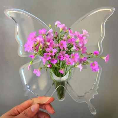 Clear Acrylic Butterfly Frame Vase Desktop Decorative Flower Vase for Bedroom Wedding Table Centerpiece Housewarming Gift for Women