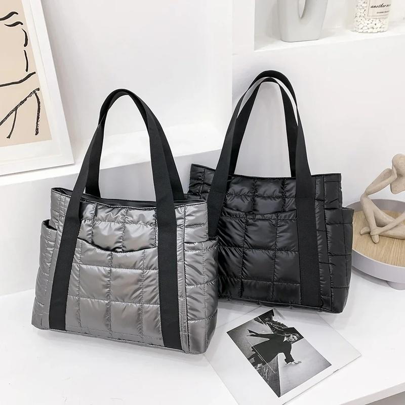 Winter Bags Space Bags Space Padded Women Shoulder Bags Winter Large Capacity Handbags Designer Nyl Cott Warm Tote Solid
