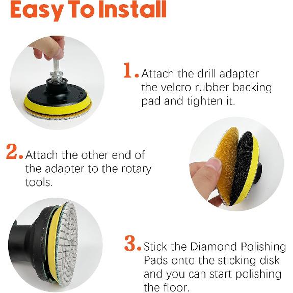 Diamant Polierscheiben Set Nass/Trocken Quarz Polierkit, Granit Stein Beton Marmor Fliesen Polierpads für Schleifer, 12 Stück 4 Zoll 50#-8000# Körnung Pads