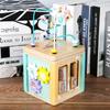 Wooden Ocean & Forest Educational Activity Cube for Children: Slide, Match, and Bead Maze Puzzle