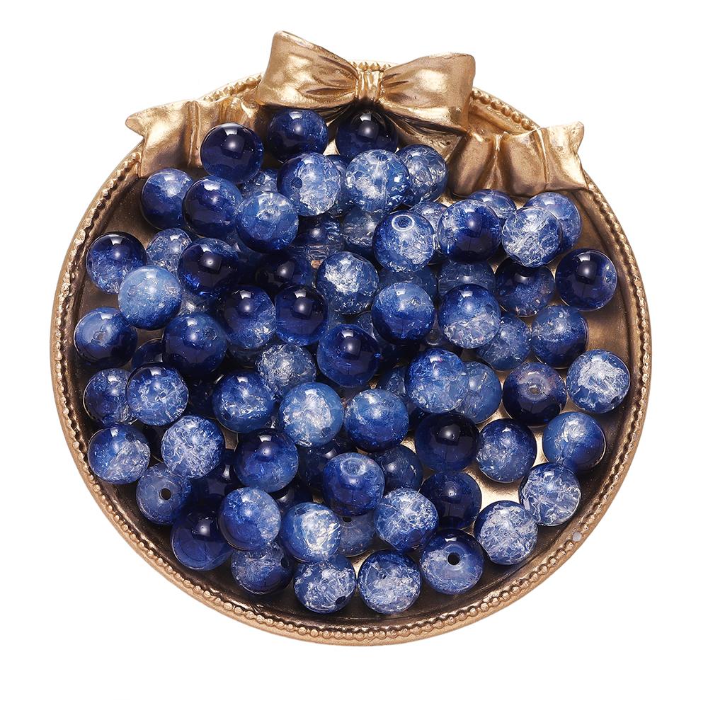 20/50 pièces 10mm Perles de Verre Craquelé Bicolores Espaceur Perle Libre pour Fabrication de Bracelets Colliers Bijoux DIY Accessoires Fournitures