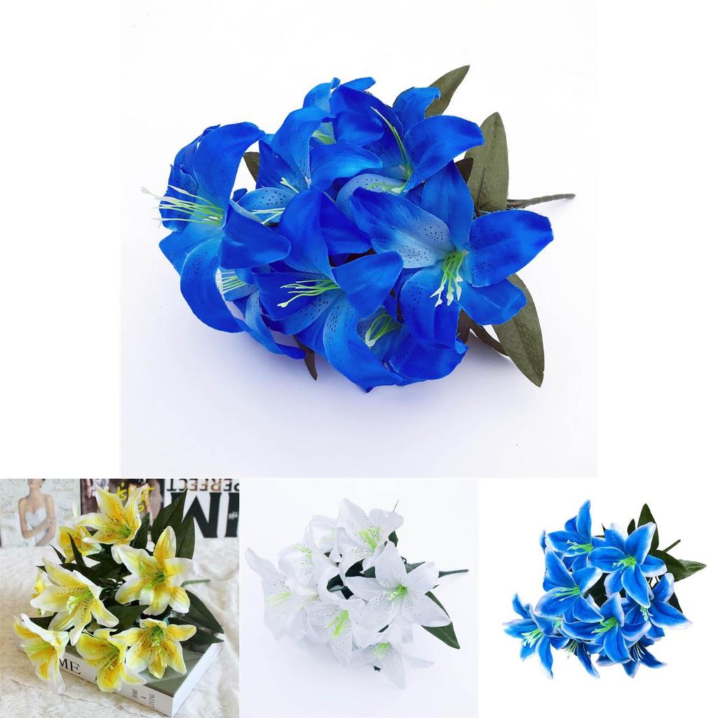 Eleganter 45cm 10 Köpfe Künstliche Sternlilien Schicker Seidenblumenstrauß für Hochzeiten