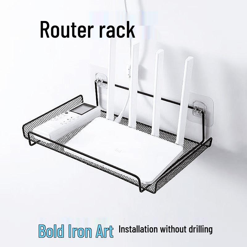 

Wall-Mounted No-Drill Router & TV Box Shelf, WiFi Storage Bracket White