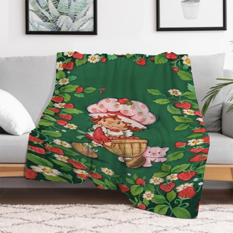 Soft Funny Throw Blanket S-Strawberry Pink Shortcake Throw Camping Chair Picnic Blanket Fluffy Plaid Custom blankets Size: 75*100cm, Weight: 230 GSM