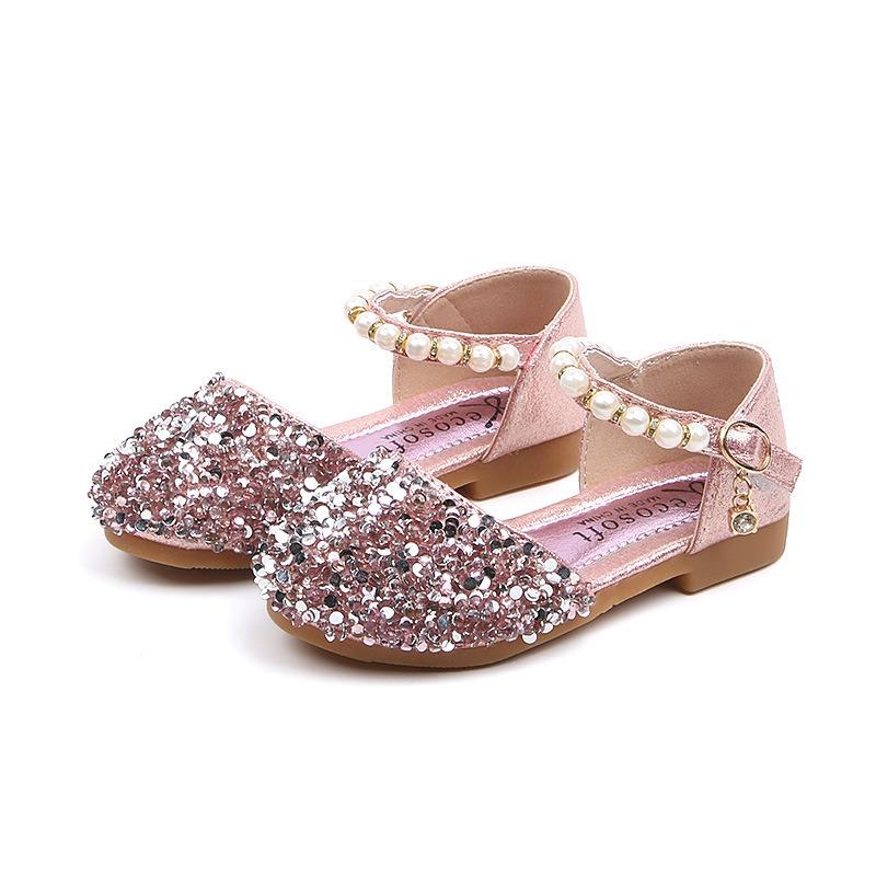 Girls Cute Shoes Princess Style Casual Footwear, Sequined & Pearl Dance Shoes for Toddlers Comfortable Sparkly Shoes 36 розовый