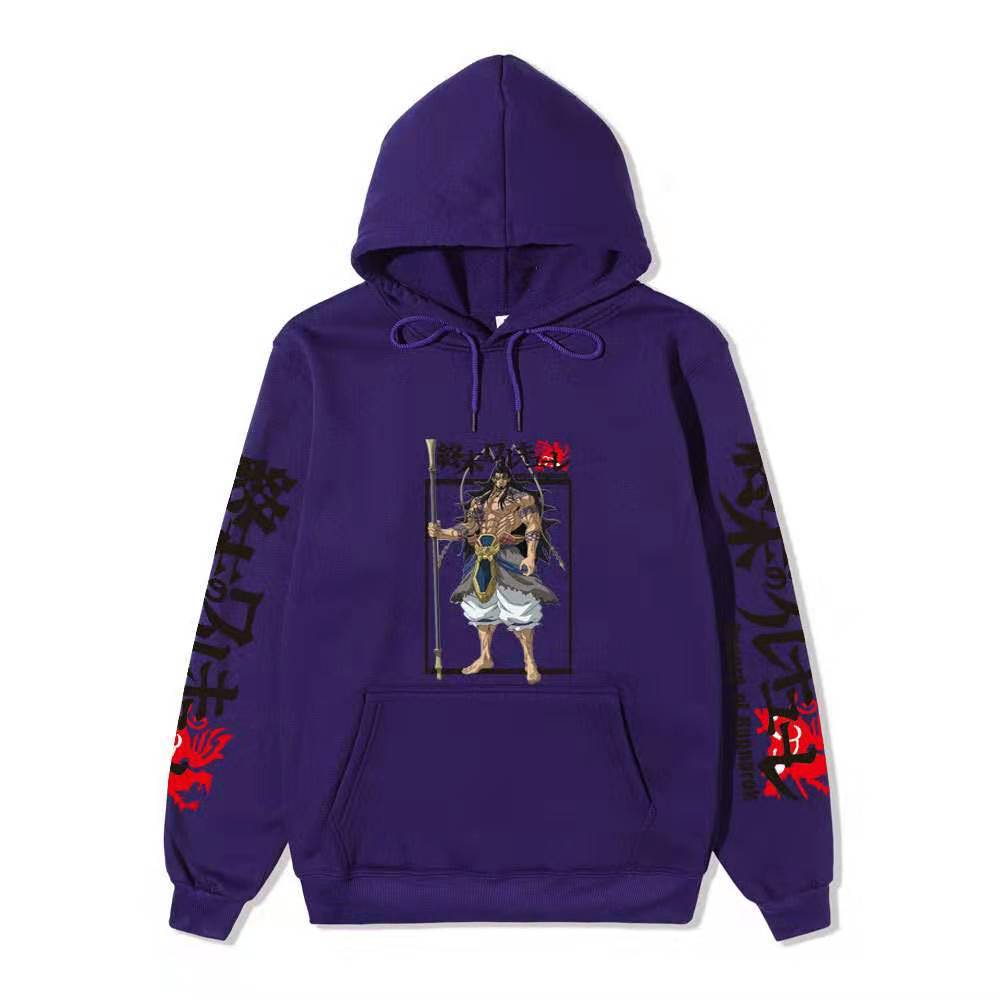 Record of Ragnarok Lu Bu Vollfarbiger Anime Hoodie Japanischer Drachen-Ärmeldruck Lässiger Pullover mit langen Ärmeln Sweatshirt