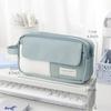 Flip Cover Pencil Case Pen Bag Hitting Color 3 Compartments Handbag Storage Pouch for Stationery School