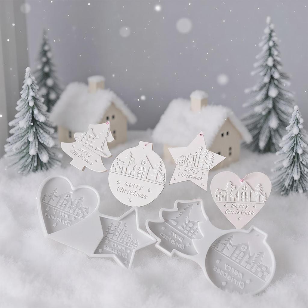 Christmas Molds Christmas Ornaments Resin Pendant Molds Snowflake Home Decor for Kitchen Window Shelf Plaster Wax Clay Fondant