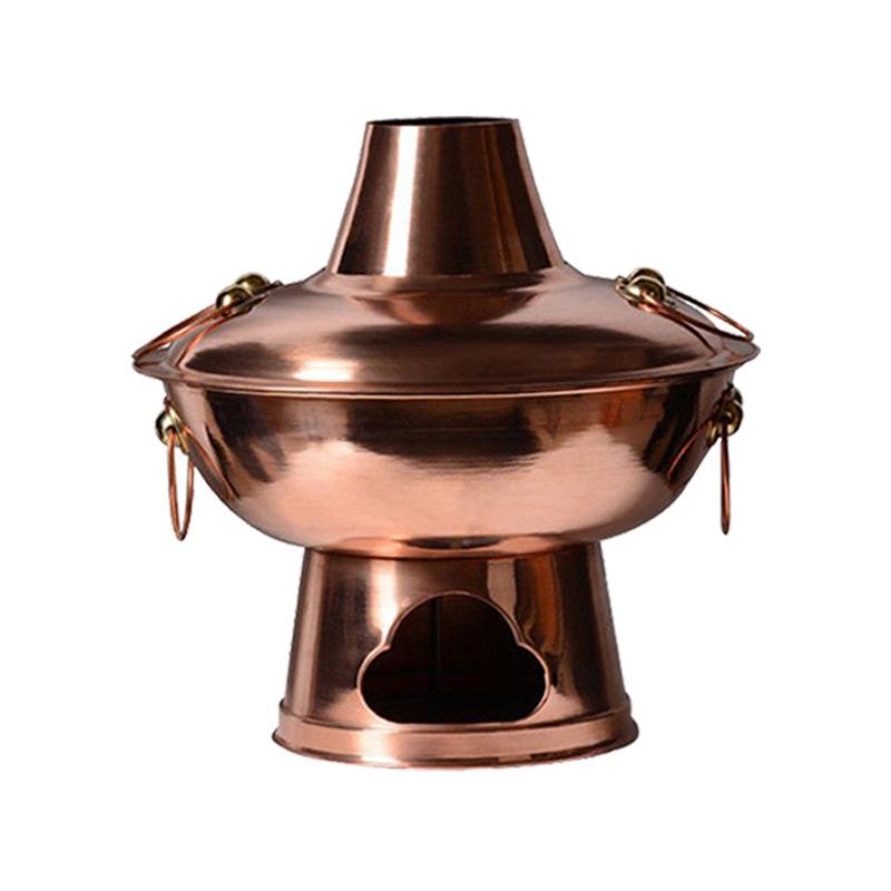 Handmade Pure Copper Old Beijing Charcoal Hot Pot with Thickened Design 20cm Thickened Copper (1-2 people)