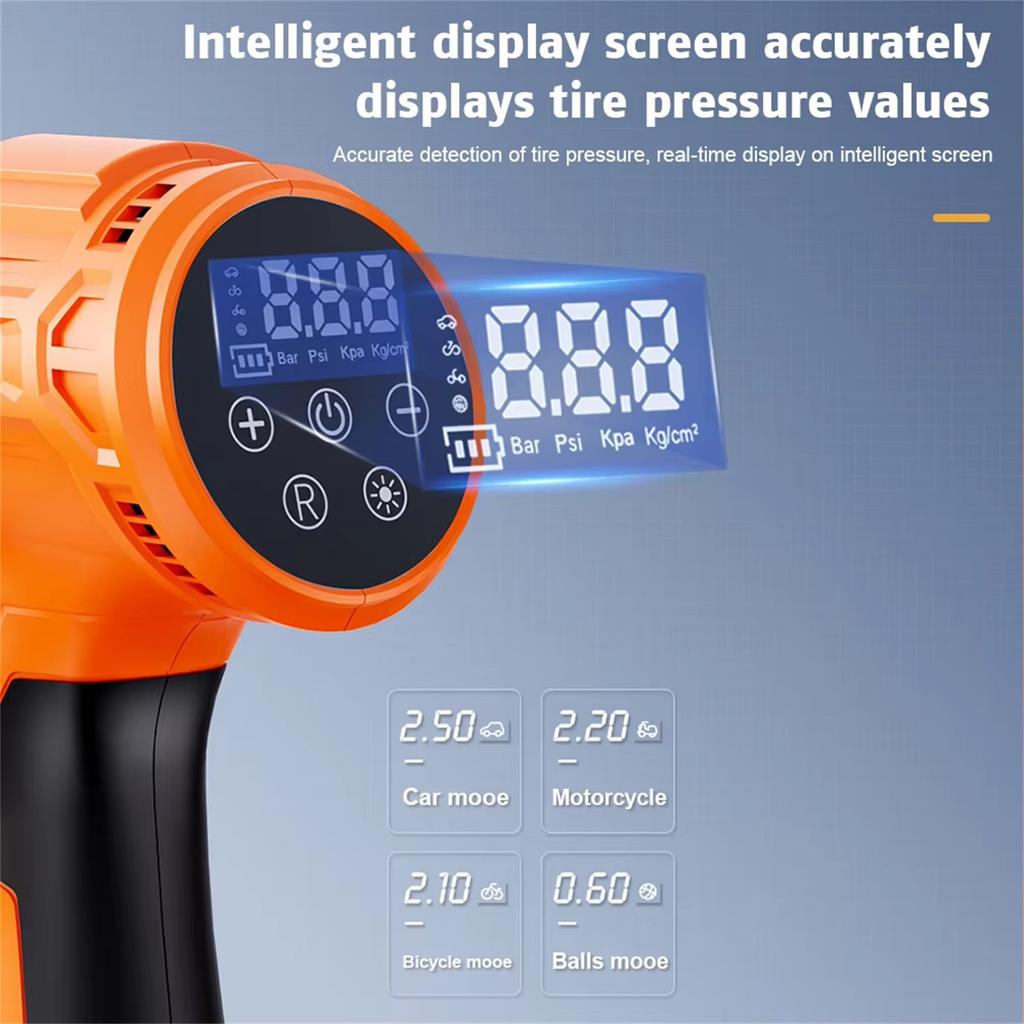 KeenPower Tire Inflator Compressor, 21V Cordless Car Tire with Rechargeable Li-ion Battery, 12V Car Power Adapter, Digital Pressure Gauge, Suitable