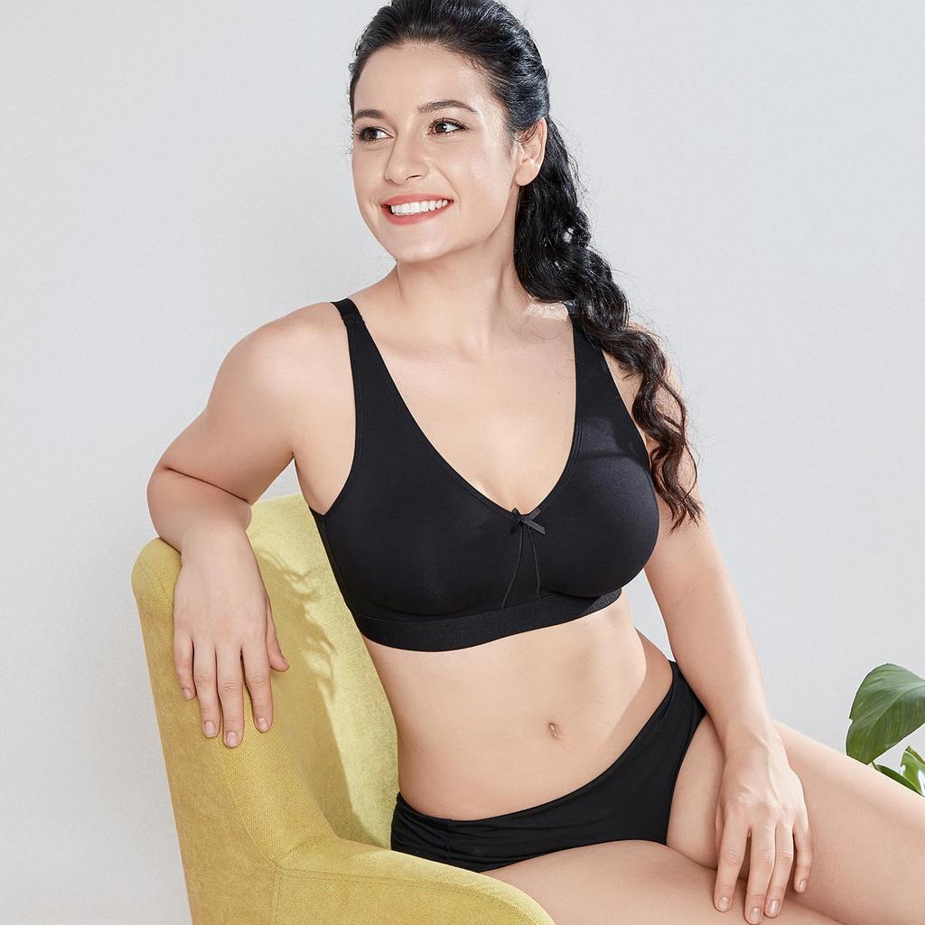 Large Sleep Night No Soft G80 [AISILIN] Bra, Size, Non-Wired, Women's, Cotton, Bra, Bra, Pads, Bra, Black,