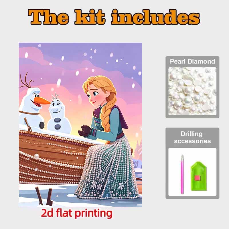 Disney Pearl Art Painting Anna and Olaf Handmade diy5D Pearl Gem Painting Pictures Crafts Special Shape Home Wall Decoration