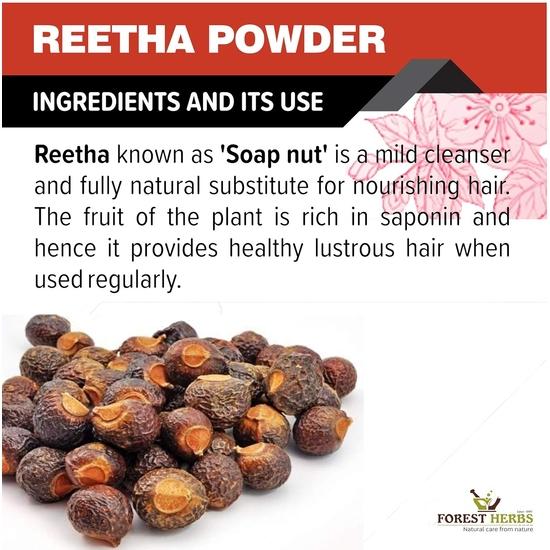 THE FOREST HERBS Natural Care from Nature Pure Double Filtered Aritha/Reetha (Sapindus Trifoliatus) Powder 200Gms, All, (1 Count)