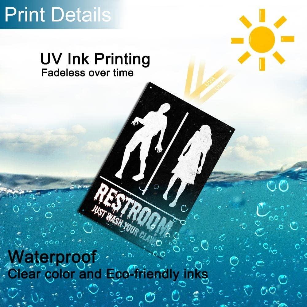 Halloween Zombie Unisex Restroom Metal Sign - Funny Toilet Door Decor for Halloween Party