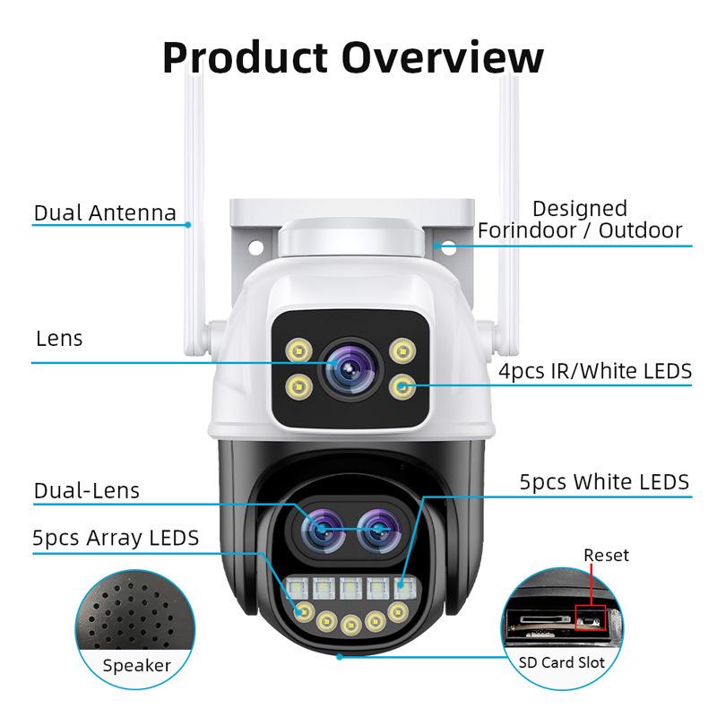 

ICSee HD Wireless PTZ Camera: 8X Zoom, Waterproof, Mobile Remote, Outdoor Three-Eye Surveillance