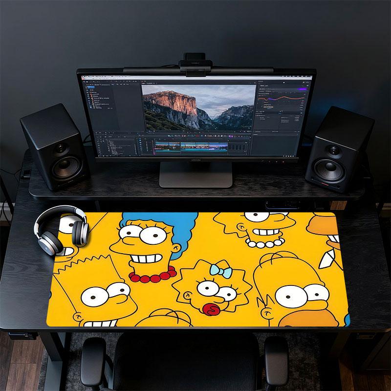 The Simpsons Cartoon Poster Mouse Pad, Large Gaming Desk Mat, Non-slip XXL Mousepad for Laptop & Tablet, Mini PC Playmat with Stitched Edges