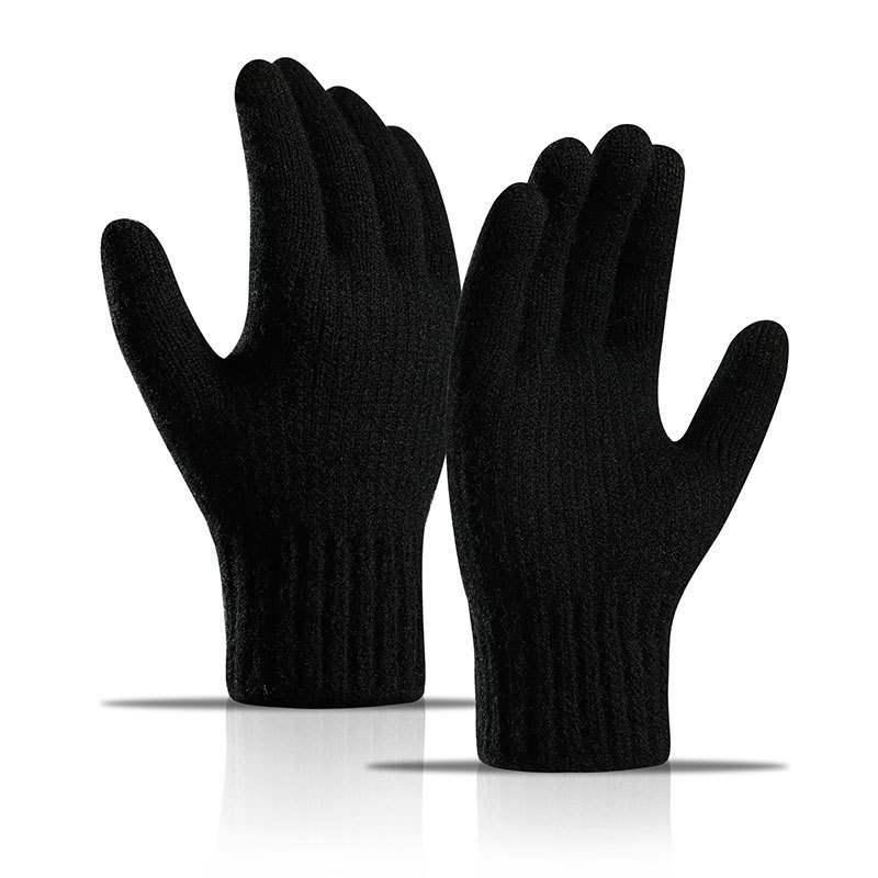 Men's Winter Touchscreen Cycling Gloves - Warm Fleece-lined Alpaca Wool Knit