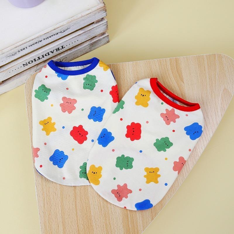 Red Cotton Pet Dog Clothes For Small Dogs Cute Cat Dog T-shirt Vest Puppy Clothes Colorful Bear Vest Fashion Puppy Clothing