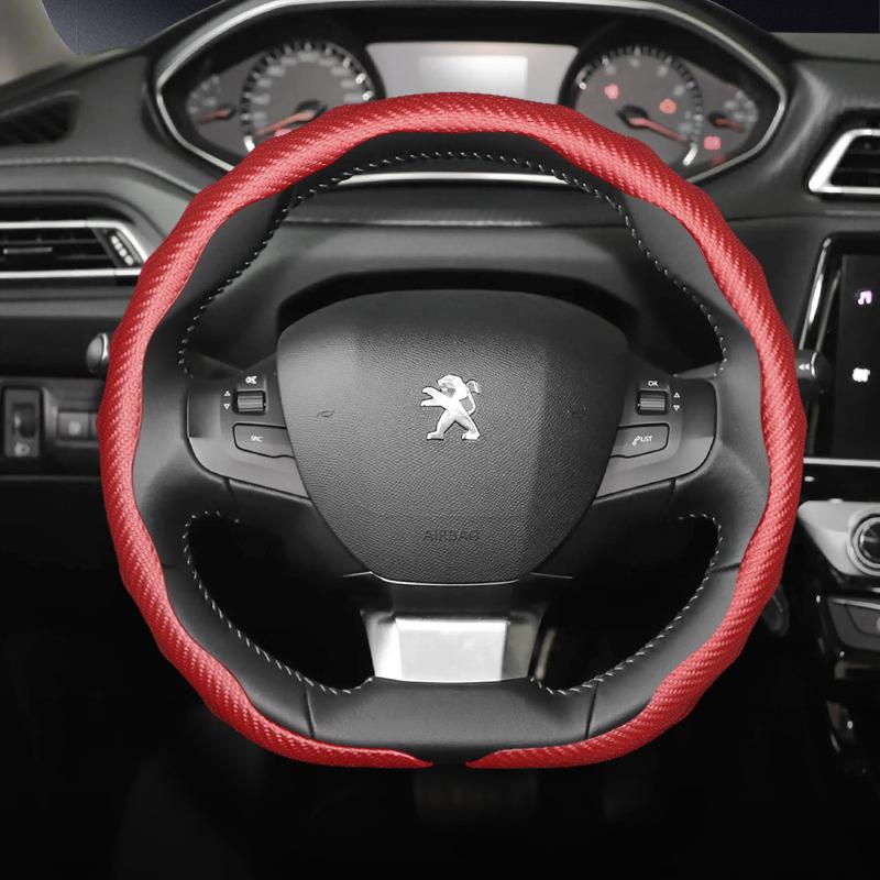 Vcxja9 Adatto per Peugeot Coprivolante in Fibra di Carbonio Texture A Scatto Design Sportivo Ondulato Guscio Protettivo 208 308 3008 Partner Exper